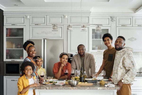 Black family in the kitchen.