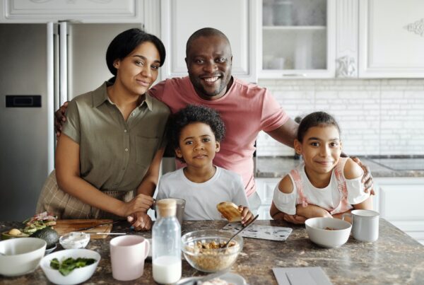 Black family in the kitchen.
